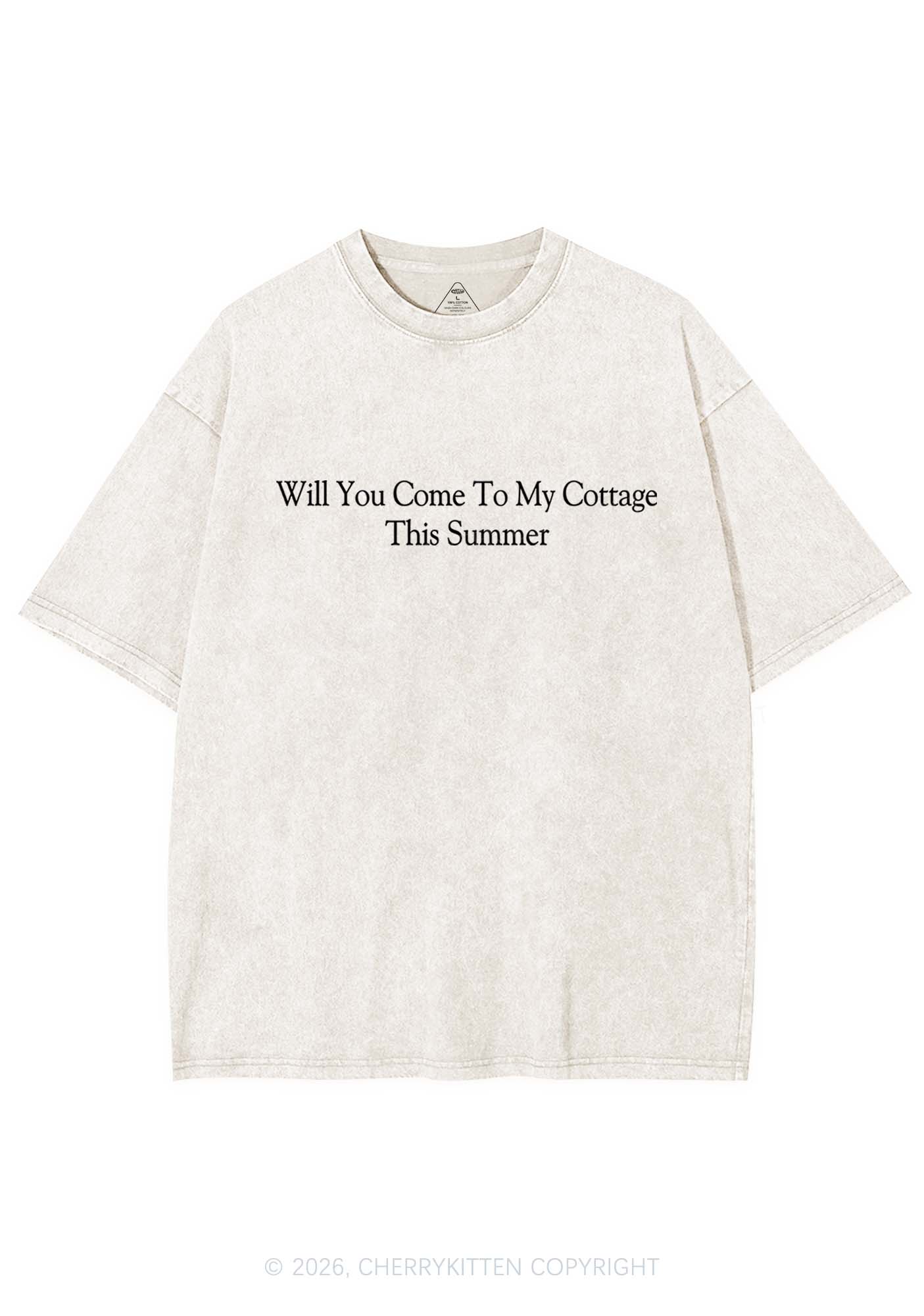 Will You Come To My Cottage HR Y2K Shirts Washed Tee Cherrykitten