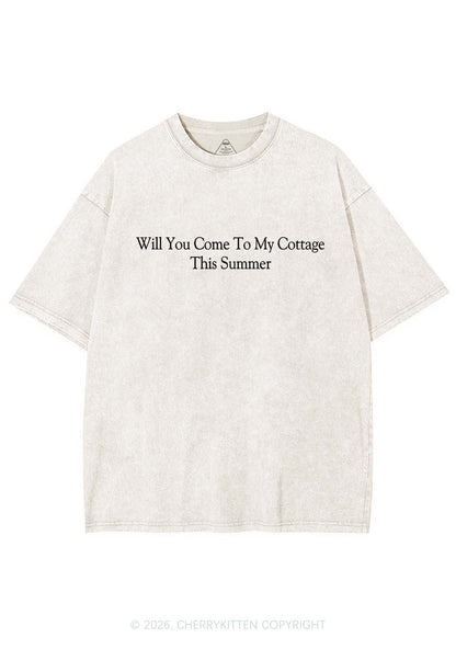Will You Come To My Cottage HR Y2K Shirts Washed Tee Cherrykitten