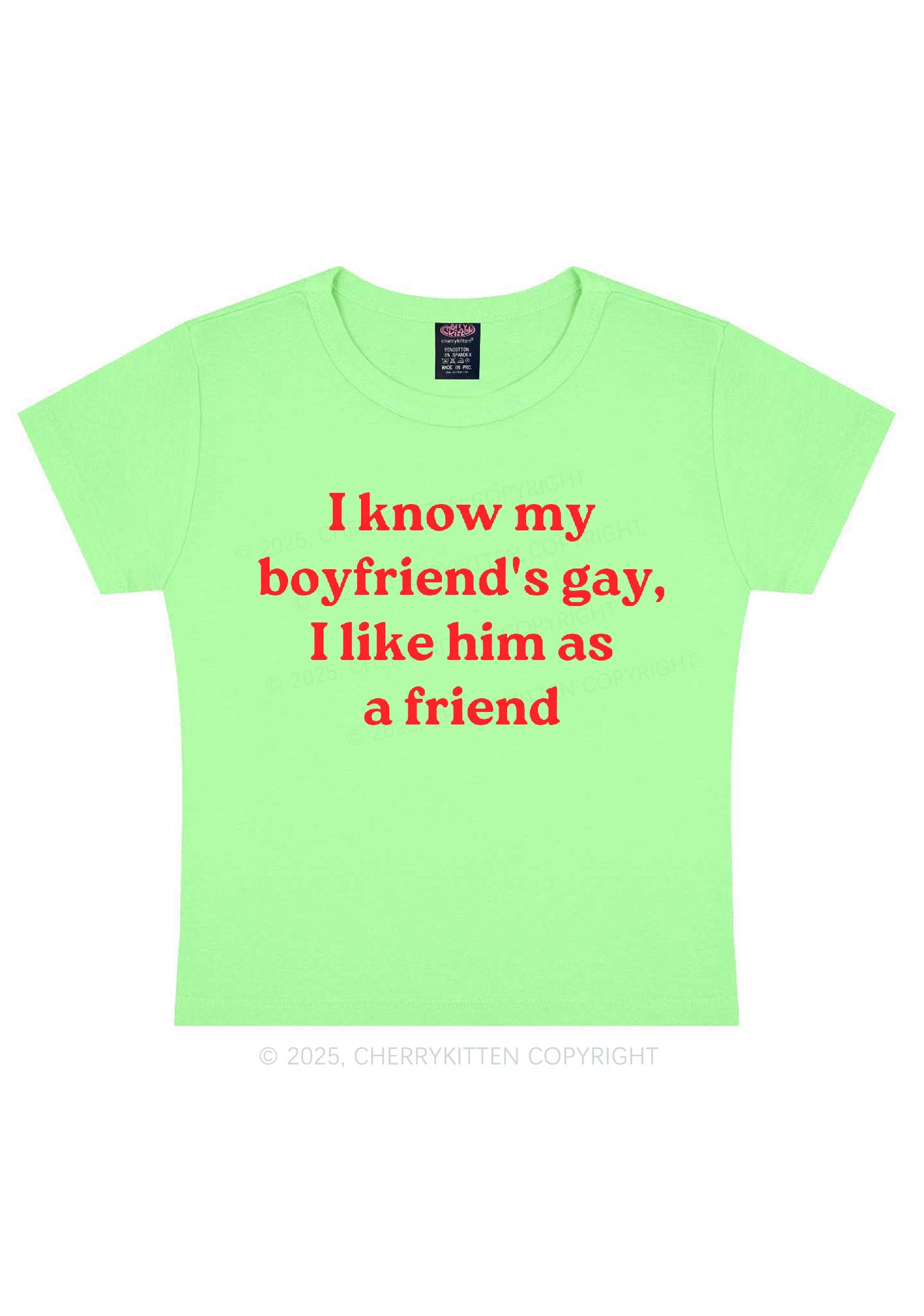 I Know My BF Is Gay Pride Y2K Baby Tee Cherrykitten