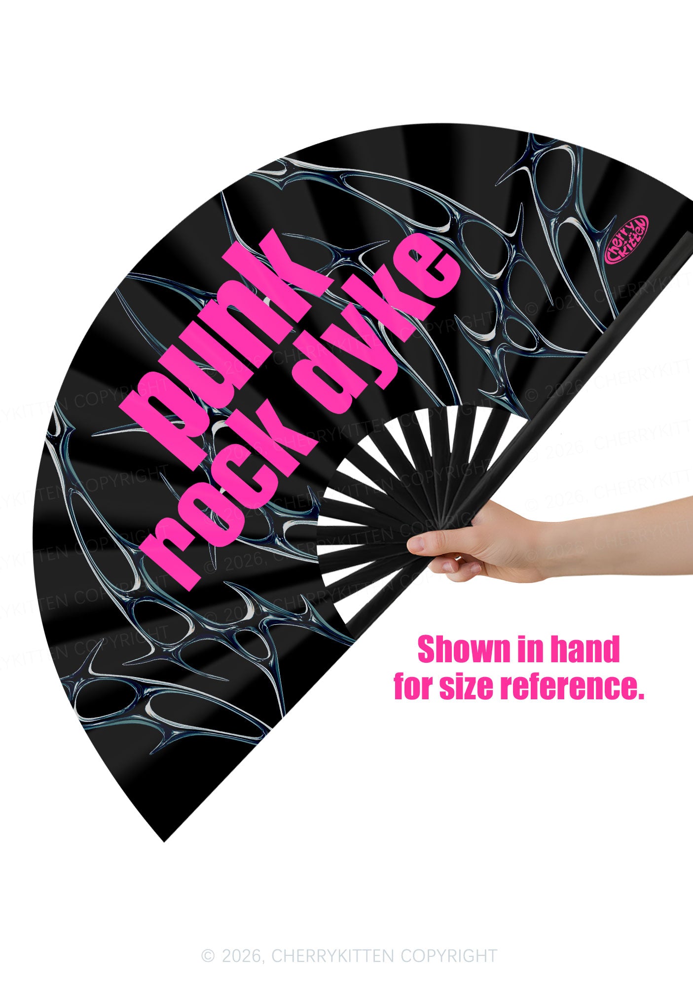 Punk Rock Dyke Pride Y2K Rave Hand Fan Cherrykitten
