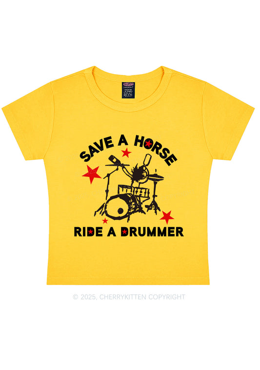 Save Horse Ride Drummer Y2K Baby Tee Cherrykitten