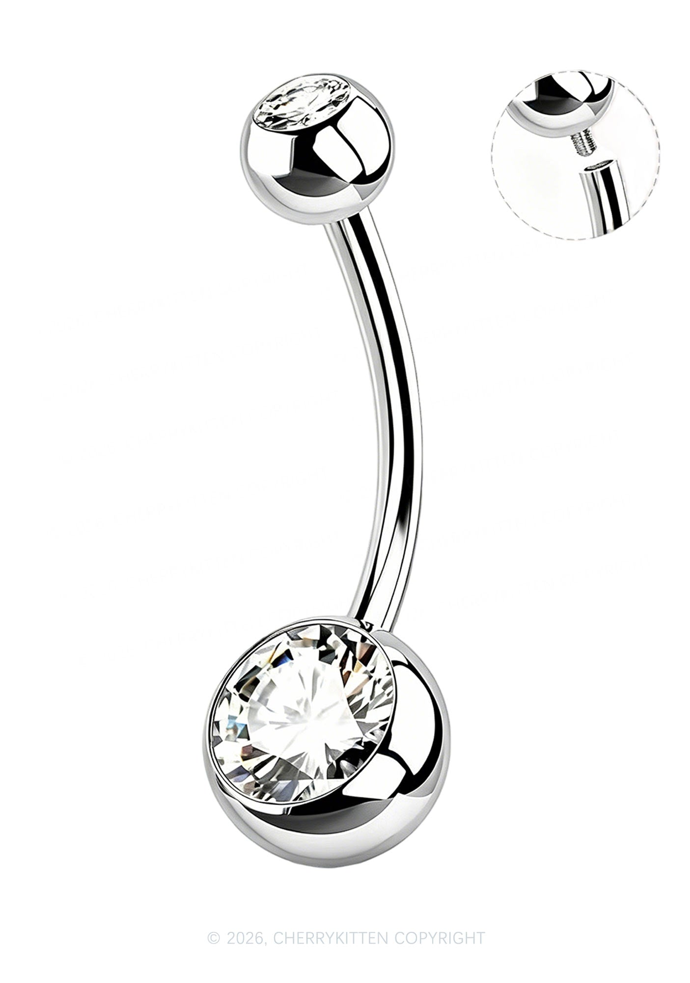 1pc Titanium Double Gemmed Y2K Navel Piercing Cherrykitten
