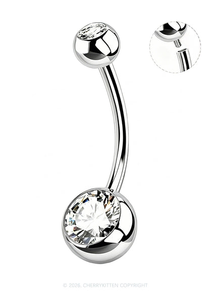 1pc Titanium Double Gemmed Y2K Navel Piercing Cherrykitten