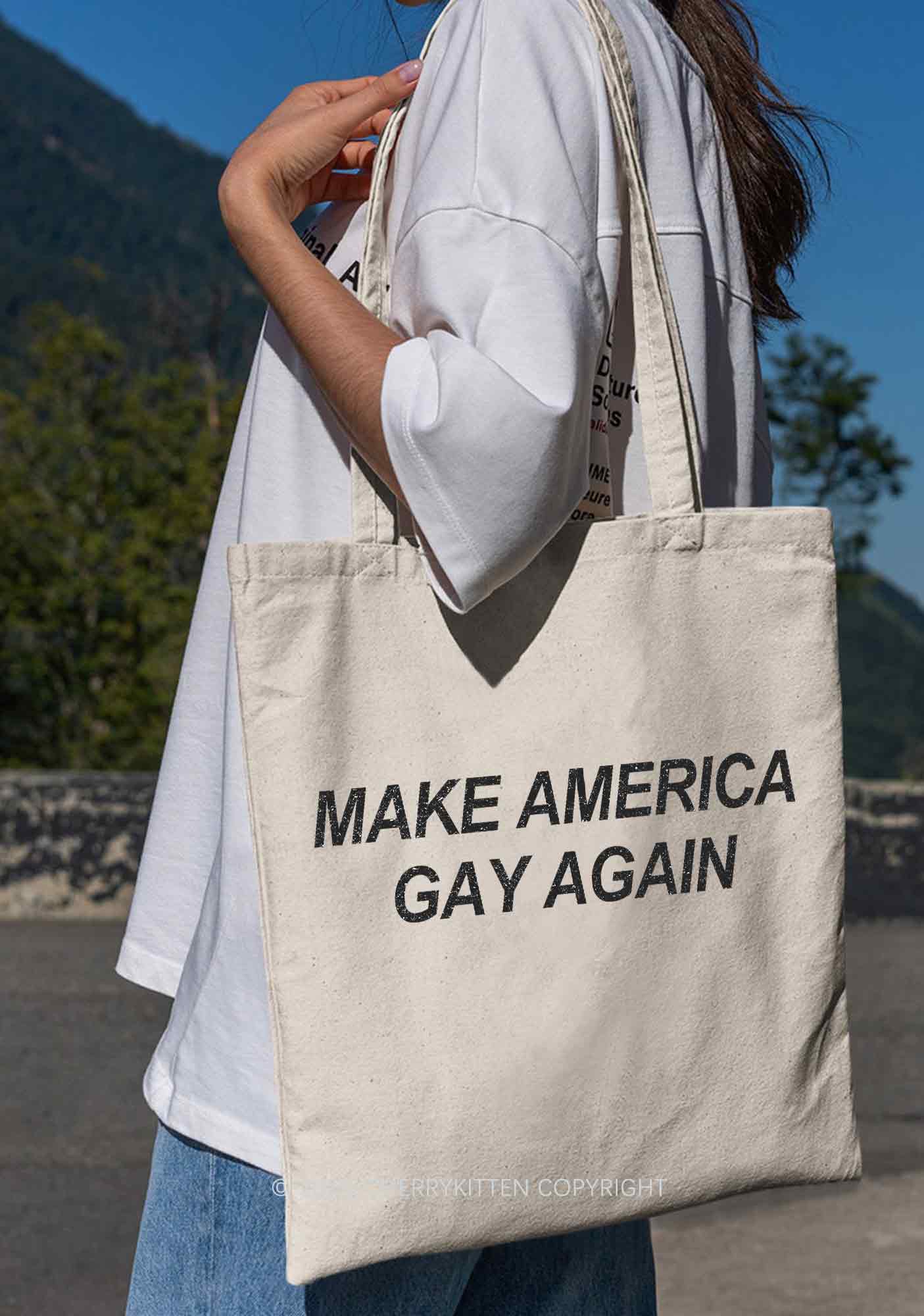 Make America Gay Again Pride Y2K Canvas Tote Bag Cherrykitten