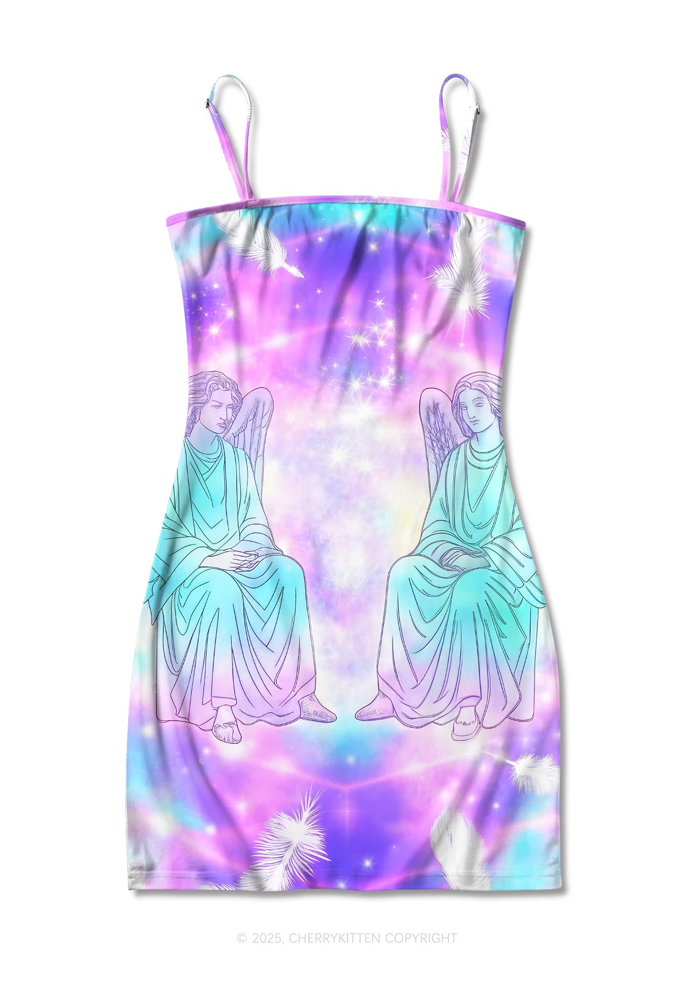 Angel Wings Y2K Print Slip Dress Cherrykitten