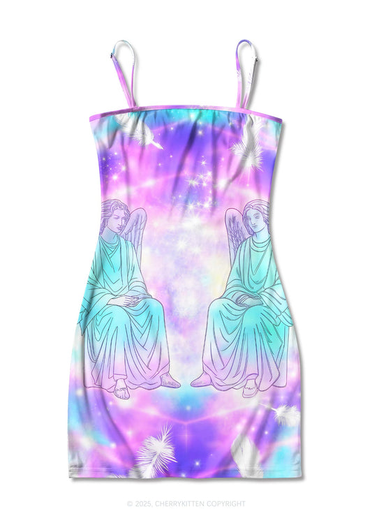 Angel Wings Y2K Print Slip Dress Cherrykitten
