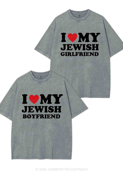 Custom I Love My Jewish GF BF Y2K Valentine's Day Washed Tee Cherrykitten