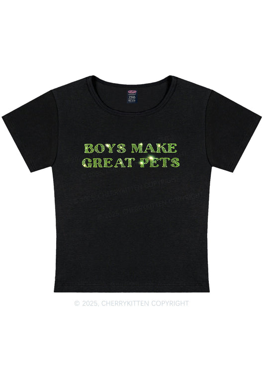 Rhinestone Boys Make Gr8 Pets Y2K Baby Tee Cherrykitten