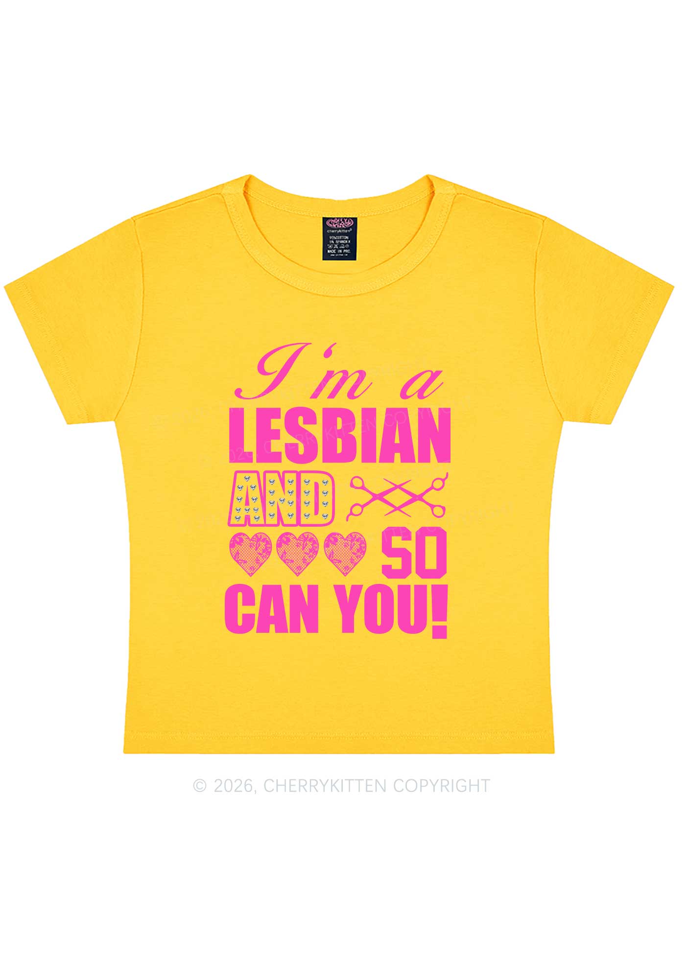 Im A Lesbian And So Can You Pride Y2K Baby Tee Cherrykitten