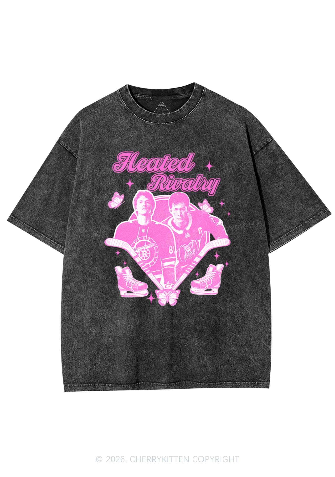 Retro Hockey Elements Y2K Shirts Washed Tee Cherrykitten