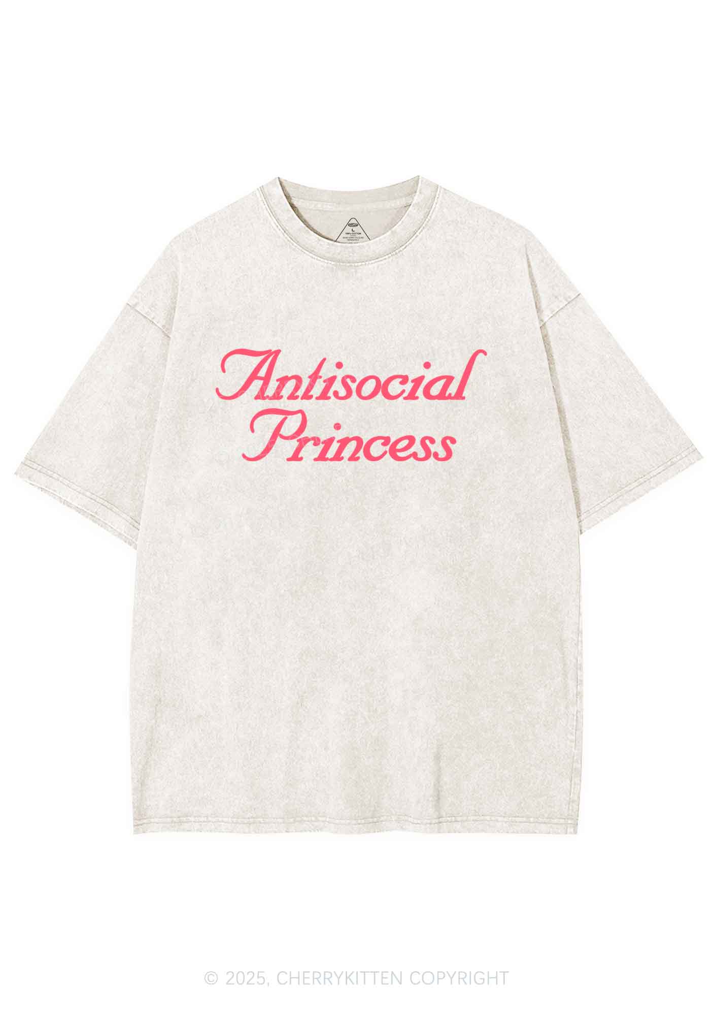 Antisocial Princess Y2K Shirts Washed Tee Cherrykitten