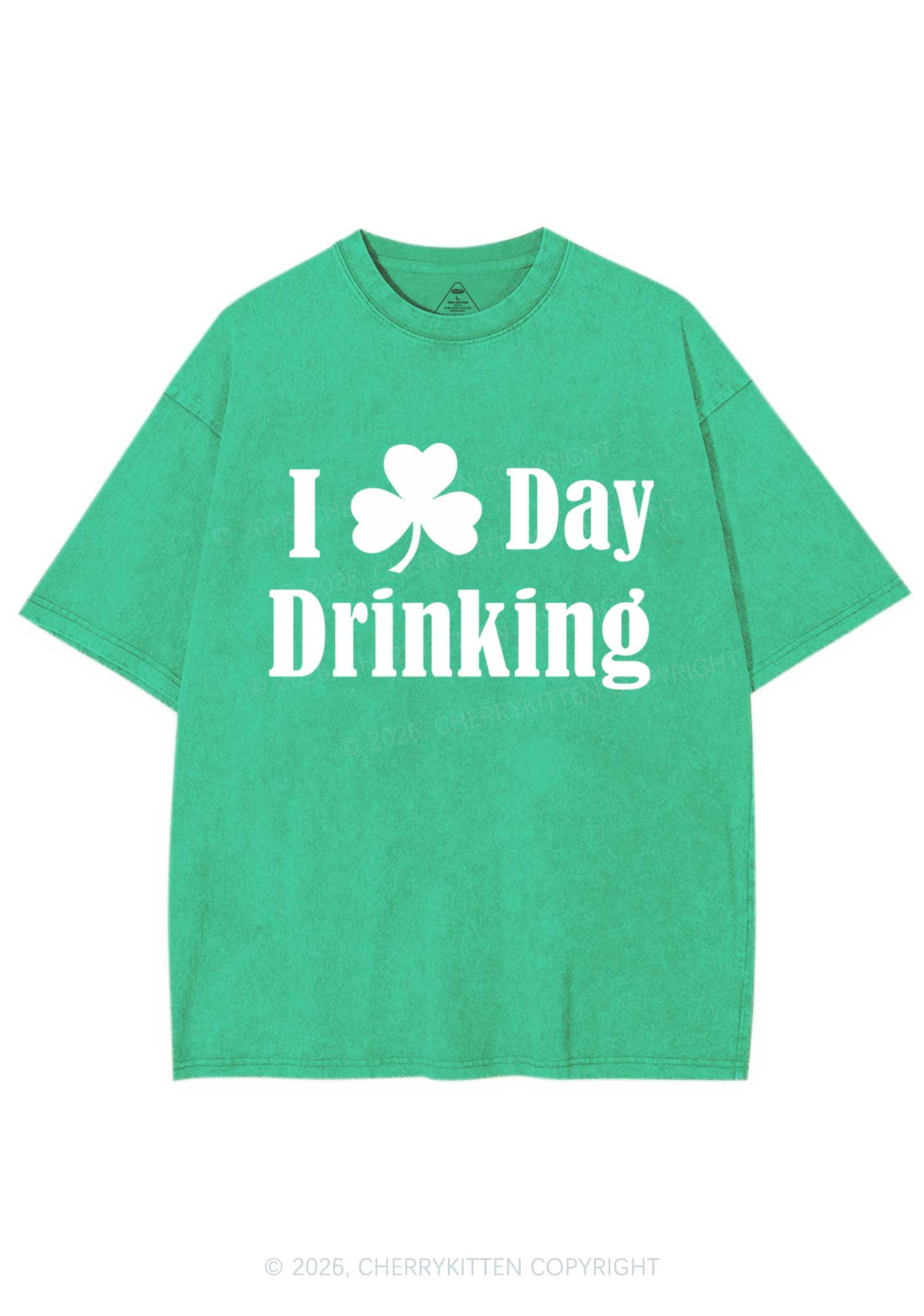 I Love Day Drinking St Patricks Y2K Washed Tee Cherrykitten