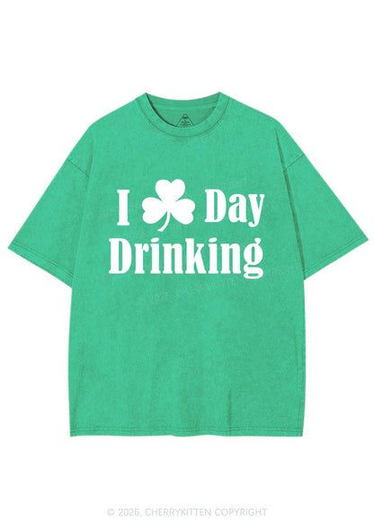 I Love Day Drinking St Patricks Y2K Washed Tee Cherrykitten