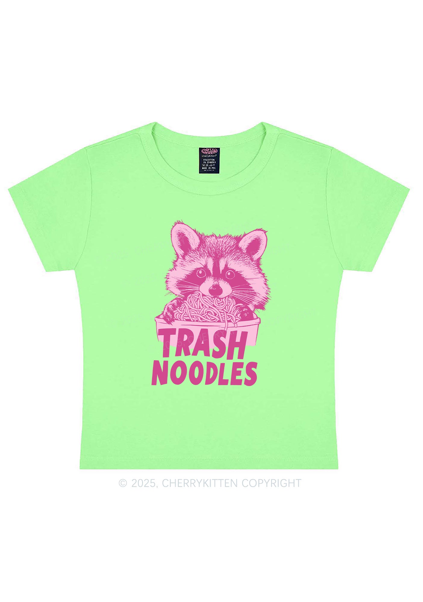 Raccoon Trash Noodles Y2K Baby Tee Cherrykitten
