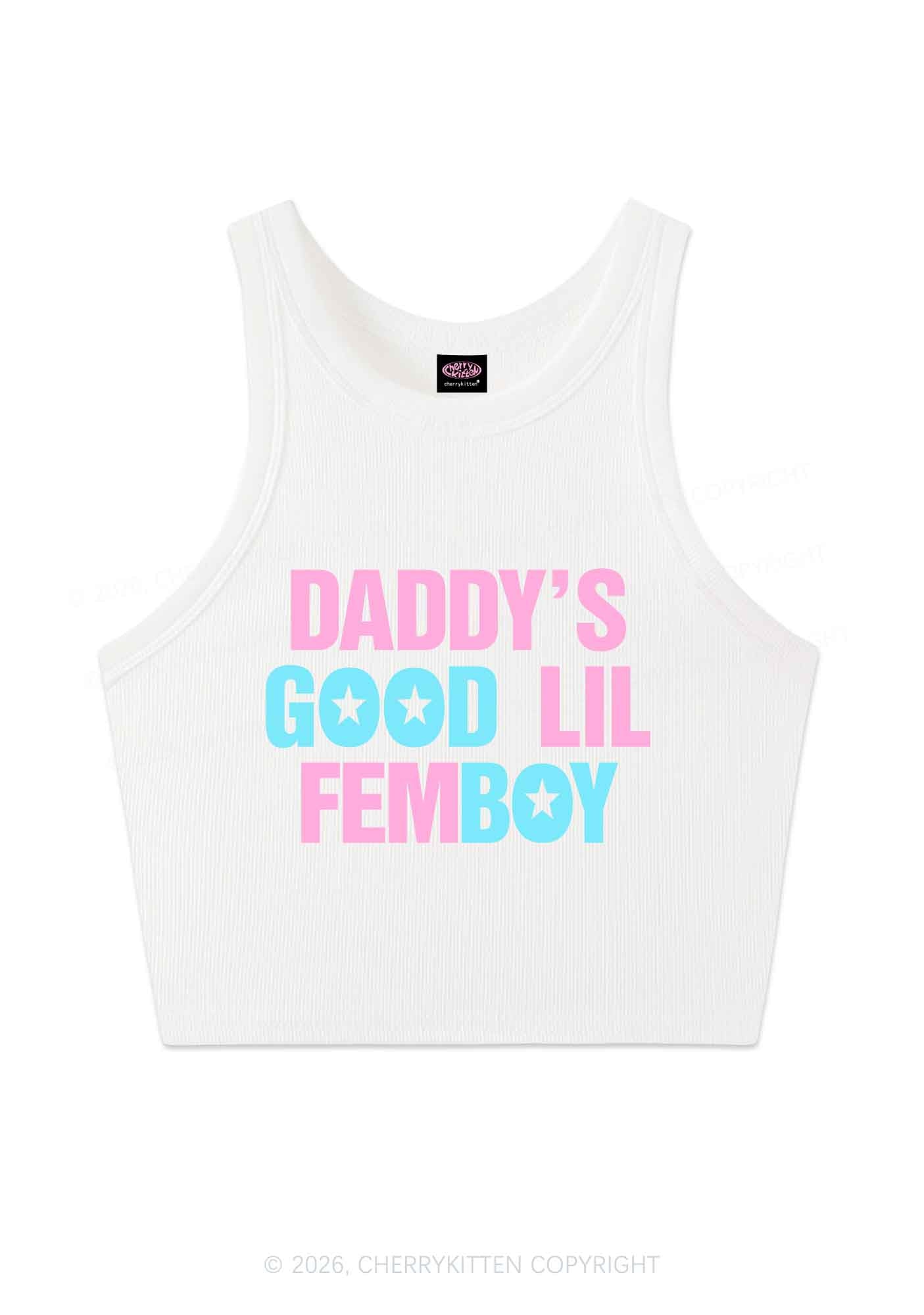 Daddys Good Lil Femboy Pride Y2K Crop Tank Top Cherrykitten