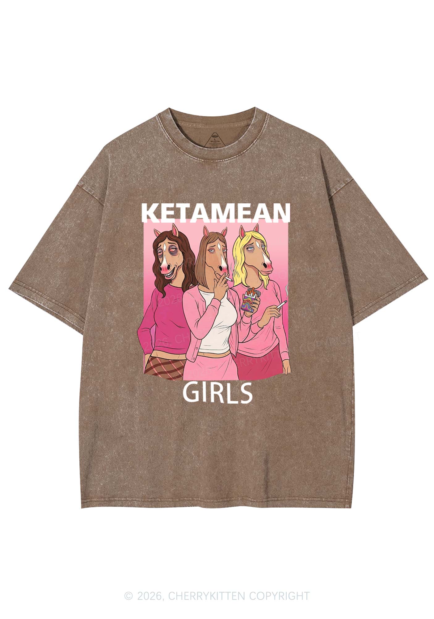K Horse Girls Y2K Shirts Washed Tee Cherrykitten