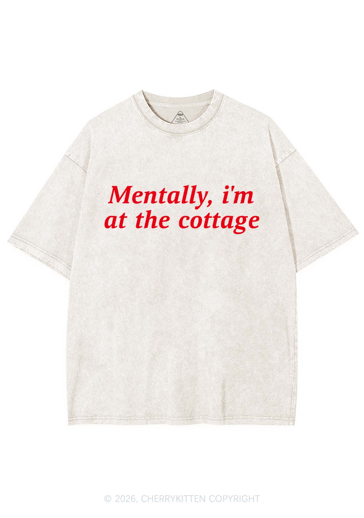 Mentally Im At The Cottage HR Y2K Shirts Washed Tee Cherrykitten