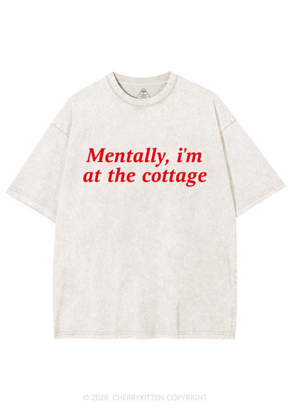 Mentally Im At The Cottage HR Y2K Shirts Washed Tee Cherrykitten