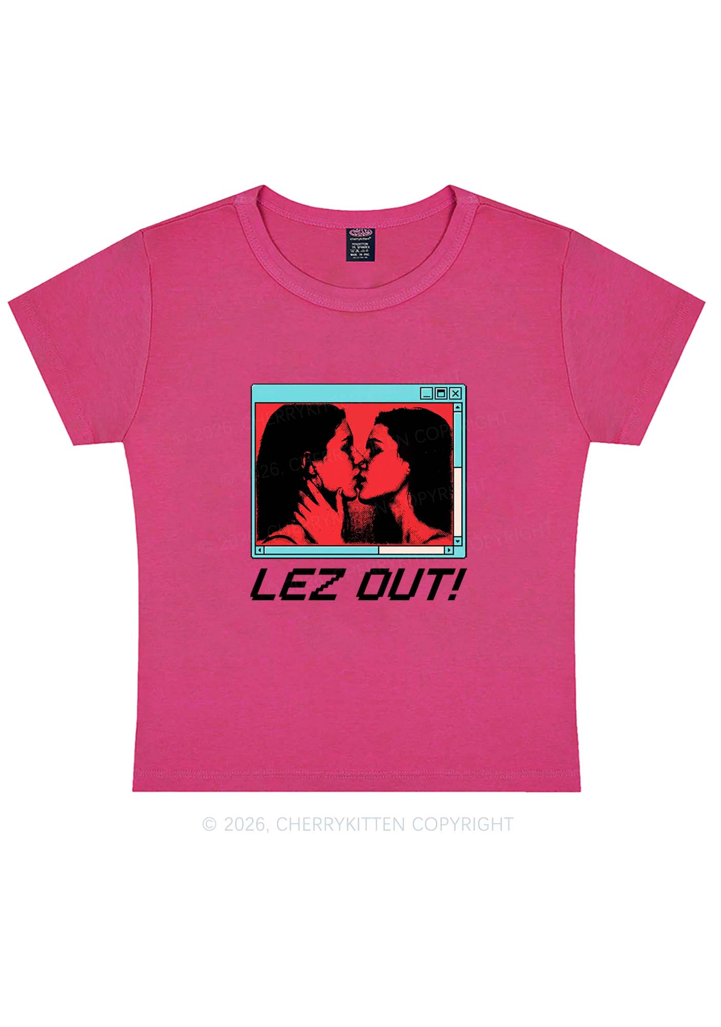 Lez Out Pride Y2K Baby Tee Cherrykitten