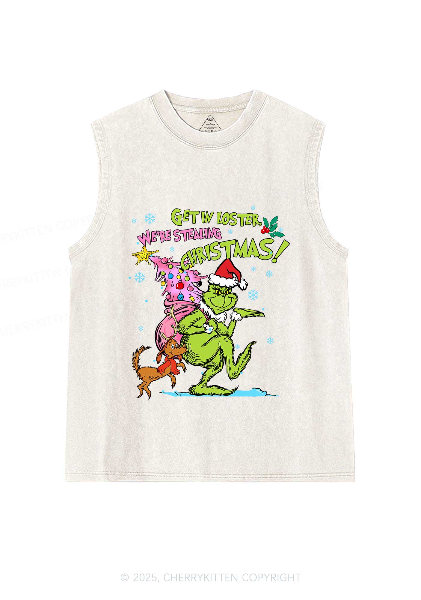We Are Stealing Christmas Y2K Washed Muscle Tank Cherrykitten