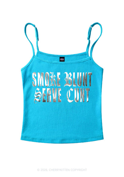 Smoke Blunt Silver Foil Printed Y2K Spaghetti Strap Cami Cherrykitten