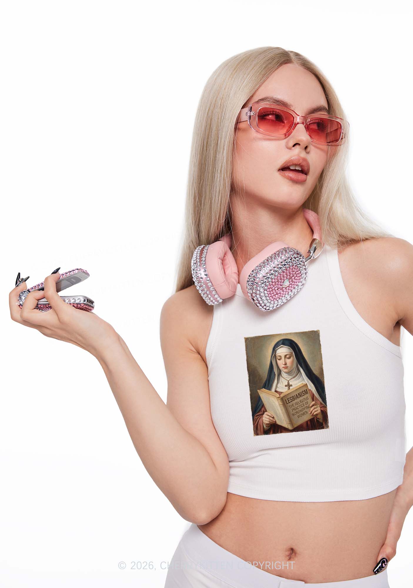 Lesbianism Nun Pride Y2K Crop Tank Top Cherrykitten