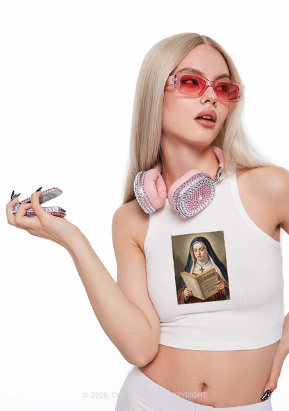 Lesbianism Nun Pride Y2K Crop Tank Top Cherrykitten
