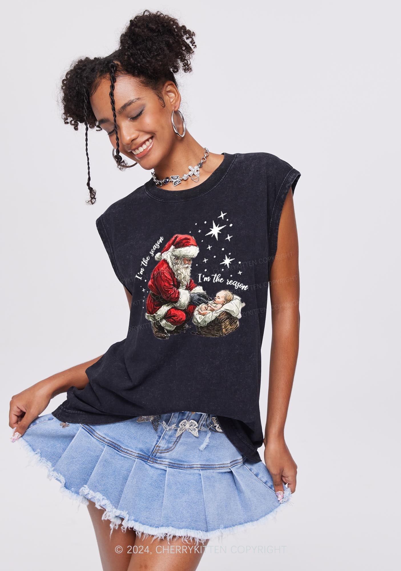 Christmas I'm The Season Y2K Washed Tank Cherrykitten
