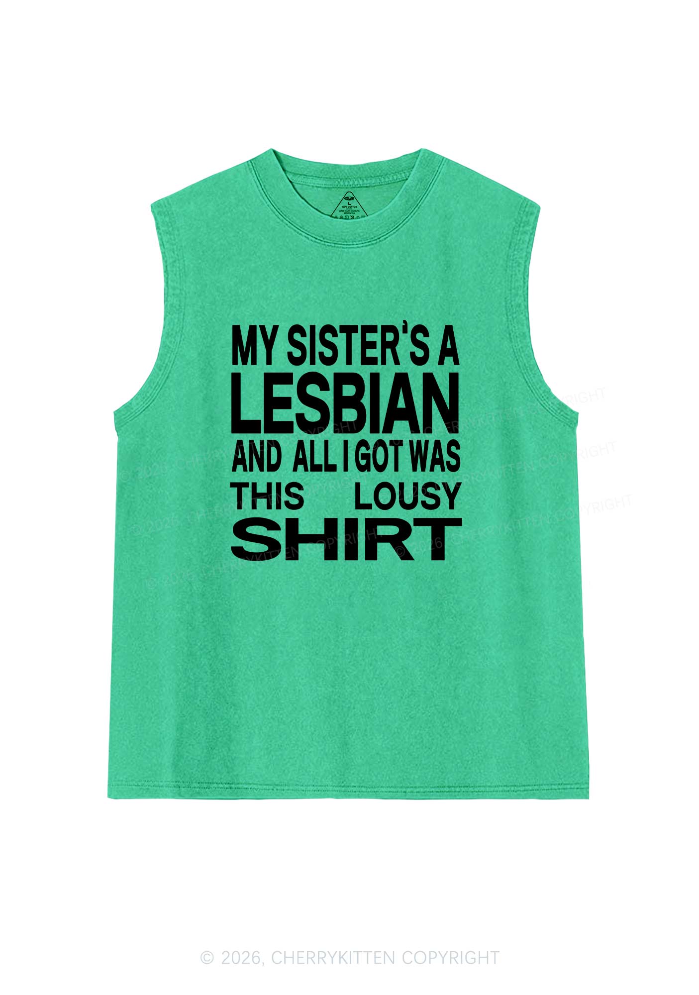 My Sisters A Lesbian Pride Y2K Washed Muscle Tank Cherrykitten