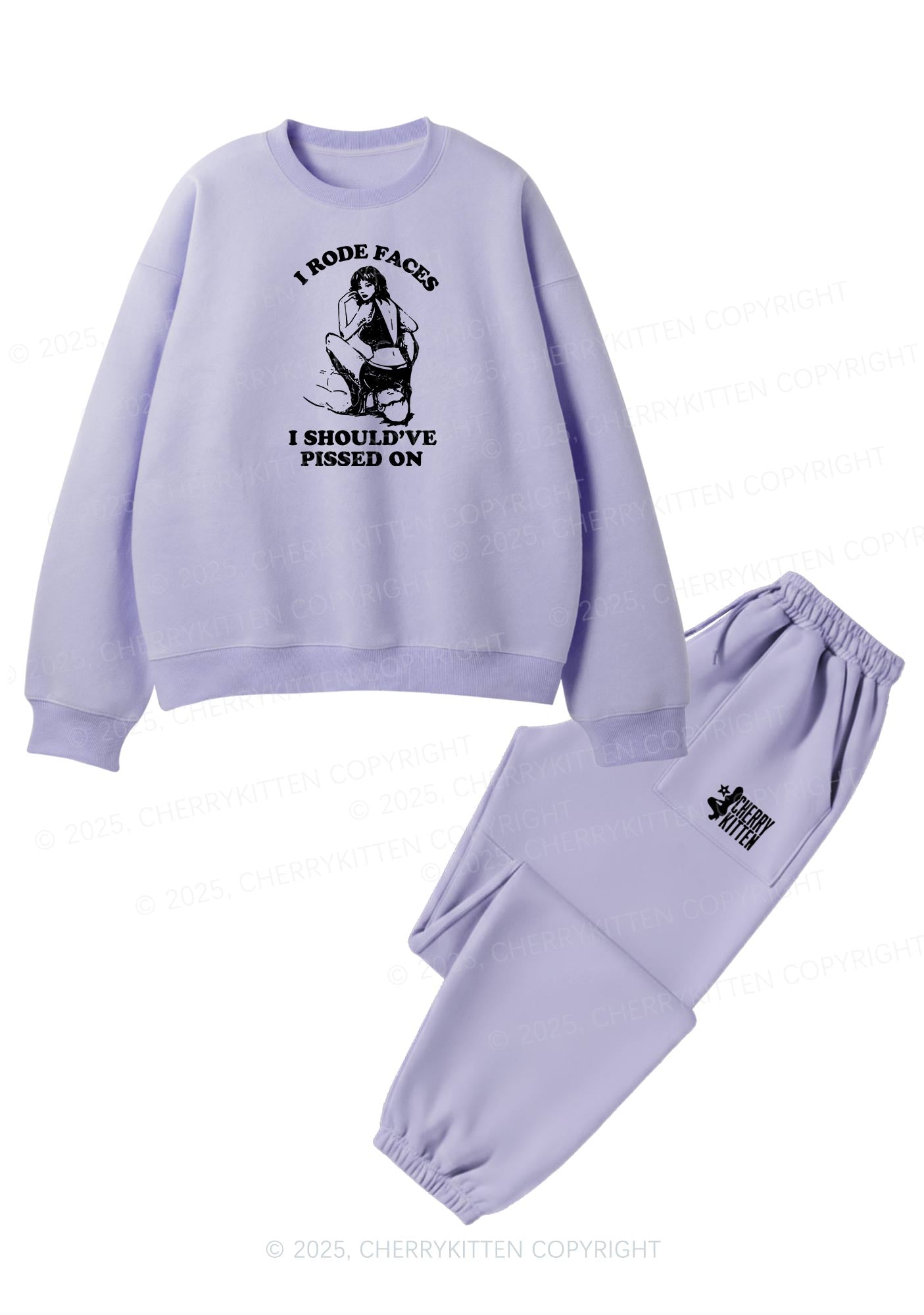 I Rode Faces Y2K Fleece Sweatshirts Set Cherrykitten