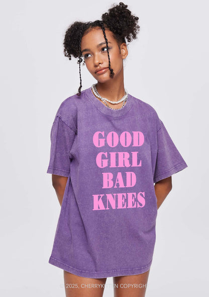 Good Girl Bad Knees Y2K Shirts Washed Tee Cherrykitten