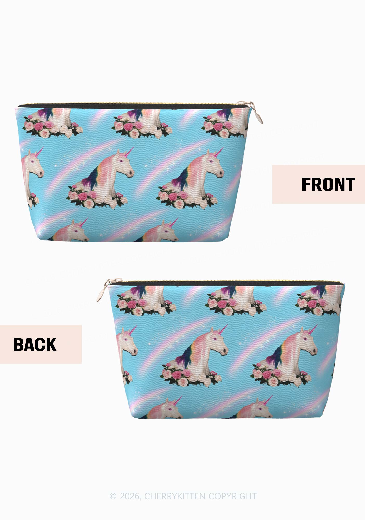Blue Unicorn Y2K Makeup Bag Cherrykitten