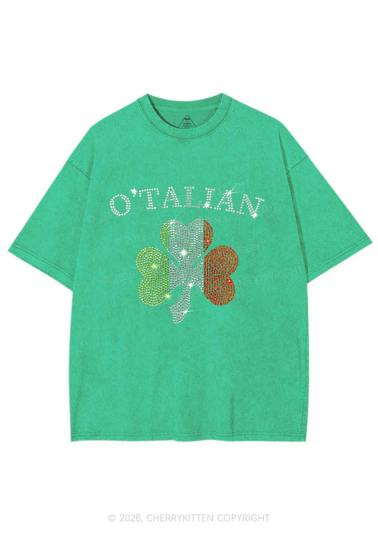 Rhinestone Otalian St Patricks Y2K Shirts Washed Tee Cherrykitten