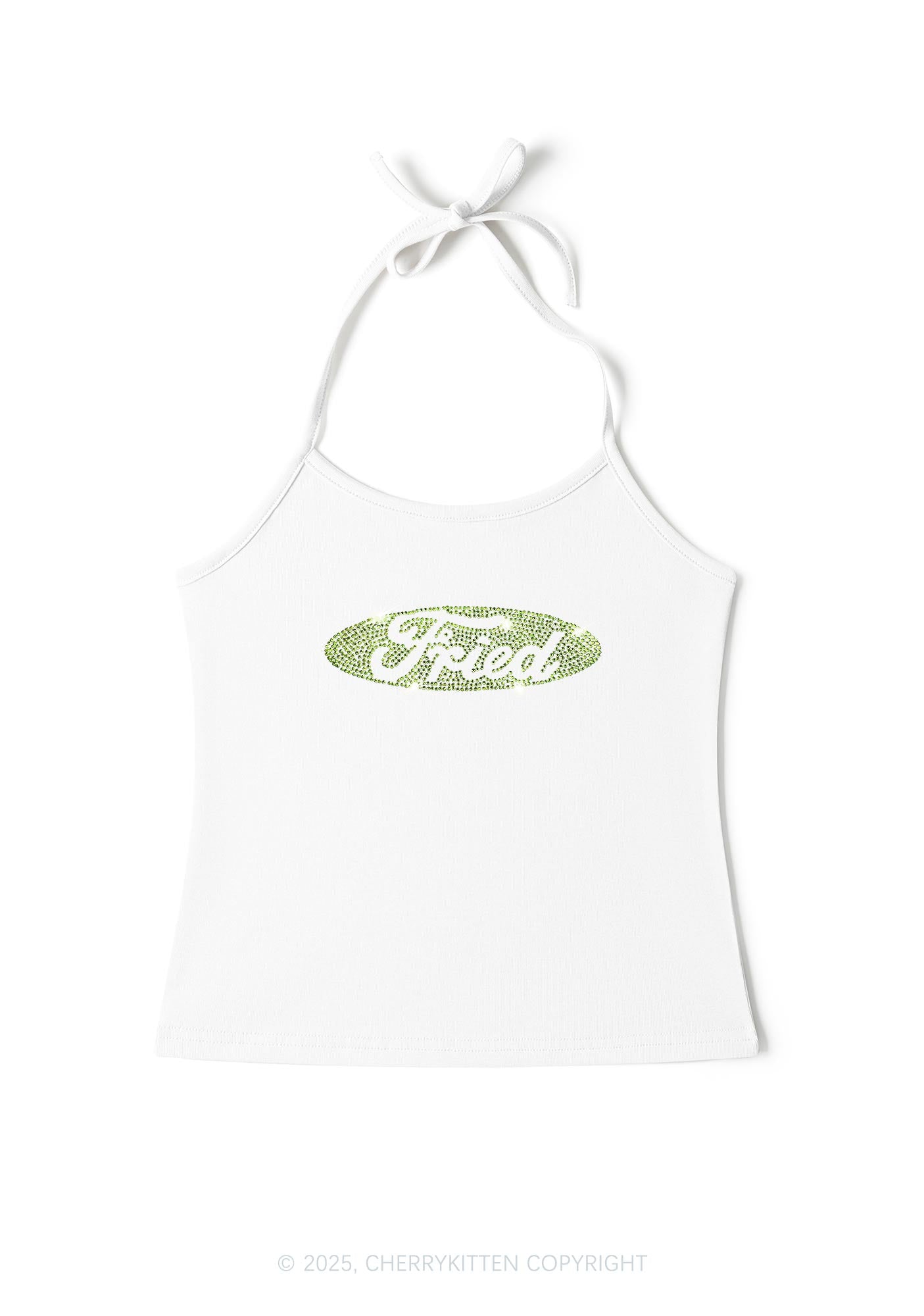 Rhinestone Fried Y2K Halter Neck Cami Cherrykitten