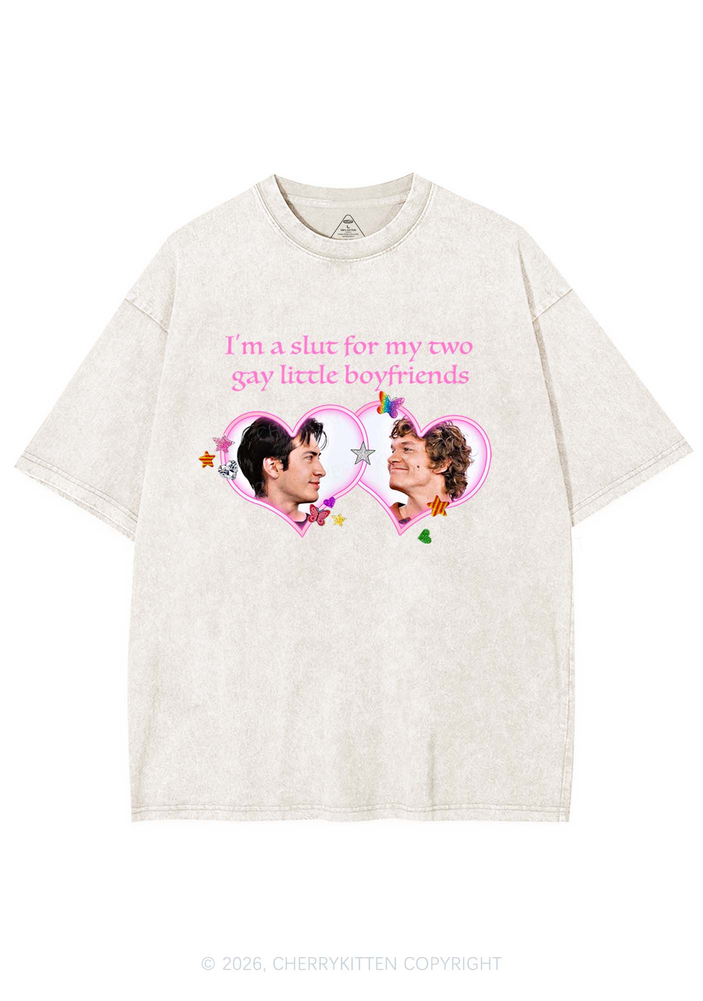 Slxt For My Gay Boyfriends HR Y2K Shirts Washed Tee Cherrykitten