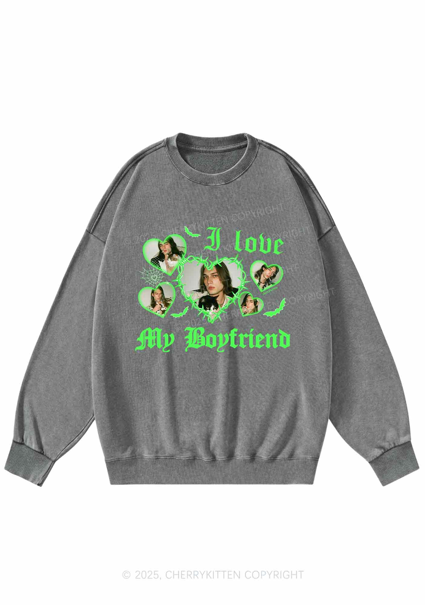 Custom Halloween Girlfriend Photos Y2K Washed Sweatshirts Cherrykitten