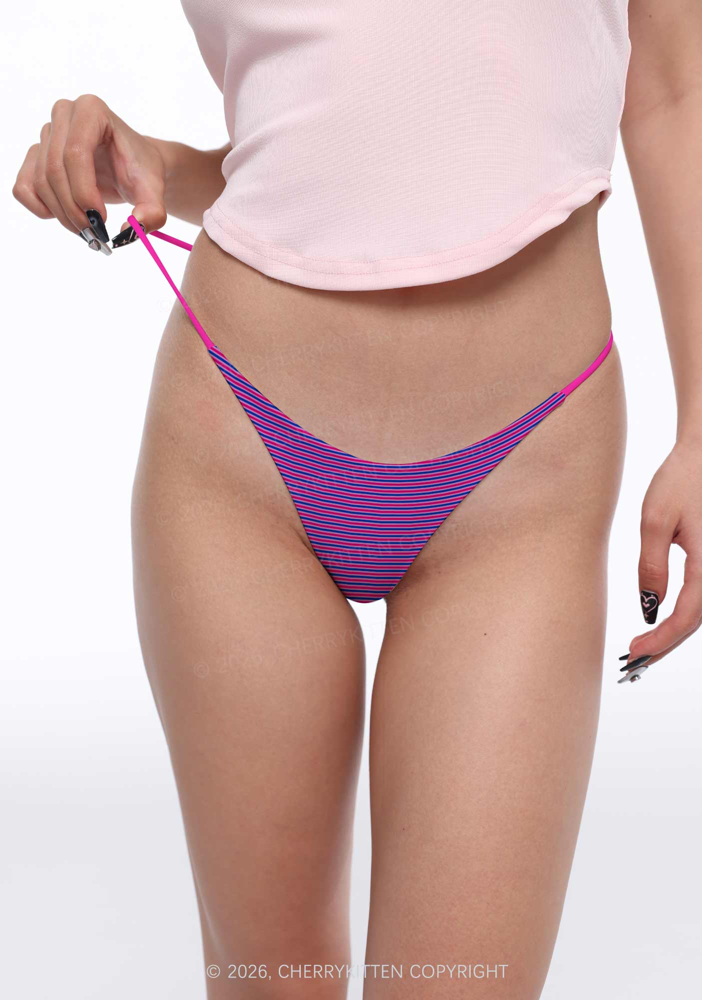 Bisexual Stripes Pride Y2K Print Bikini String Thong Cherrykitten