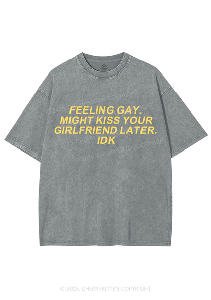 Kiss Your GF Later Pride Y2K Shirts Washed Tee Cherrykitten