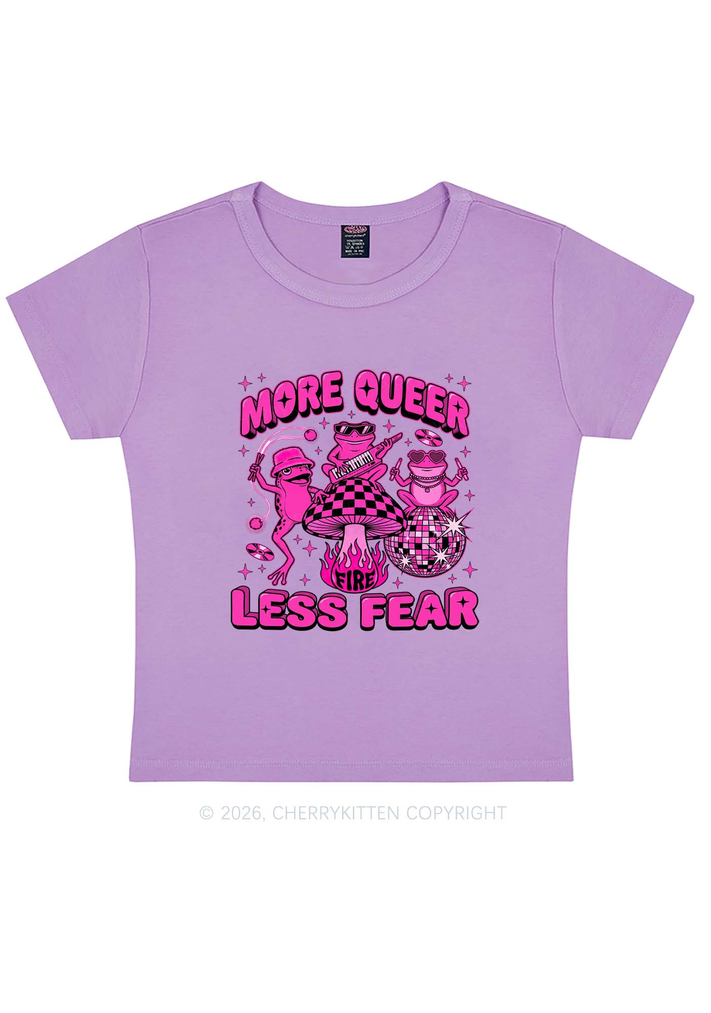 More Queer Less Fear Pride Y2K Baby Tee Cherrykitten