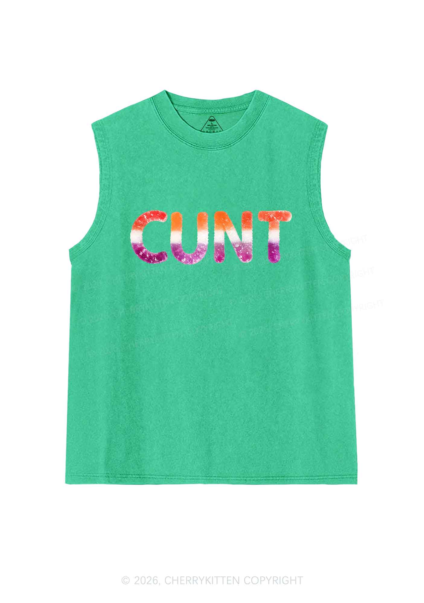 Lesbian Candy Cxxt Pride Y2K Washed Muscle Tank Cherrykitten