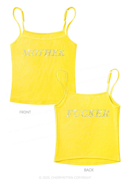 Rhinestone Motherfxcker Two Sides Y2K Spaghetti Strap Cami Cherrykitten