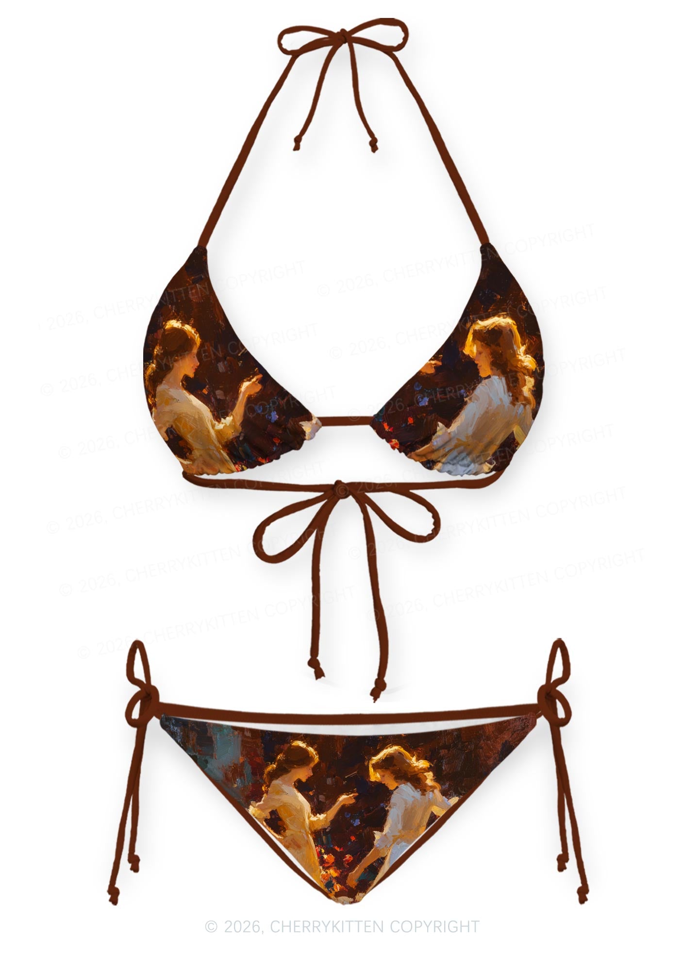 Dancing In Garden Pride Y2K Print Bikini Set Cherrykitten