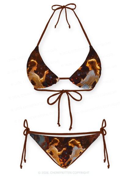 Dancing In Garden Pride Y2K Print Bikini Set Cherrykitten