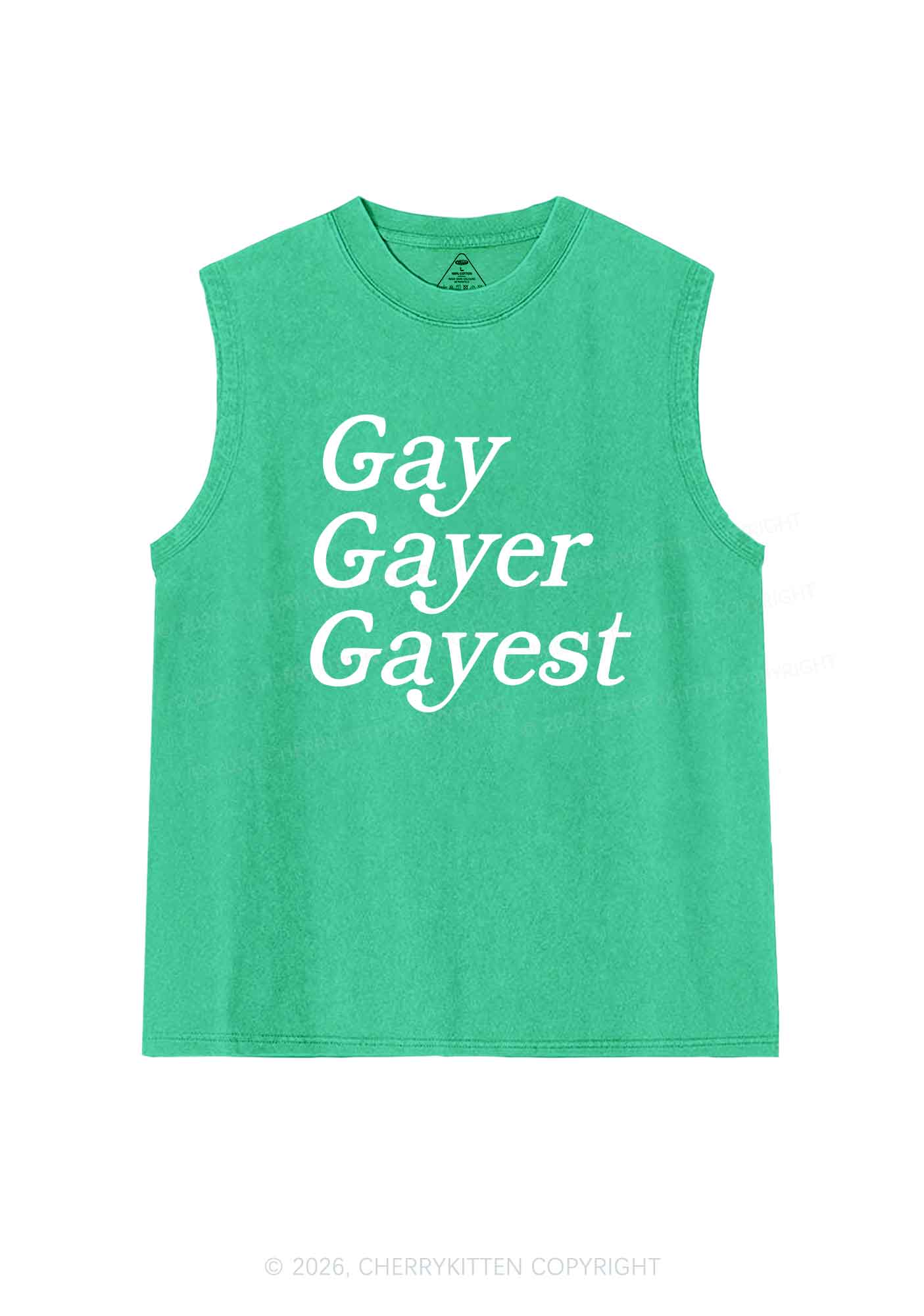 Gay Gayer Gayest Pride Y2K Washed Muscle Tank Cherrykitten