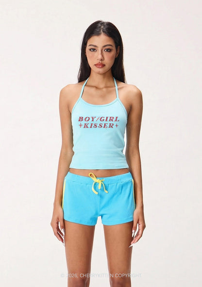 Rhinestone Boy Girl Kisser Pride Y2K Halter Neck Cami Cherrykitten
