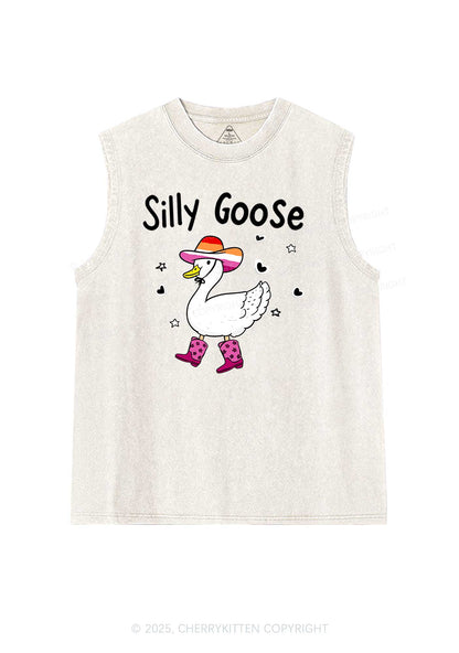 Silly Goose Lesbian Pride Y2K Washed Muscle Tank Cherrykitten