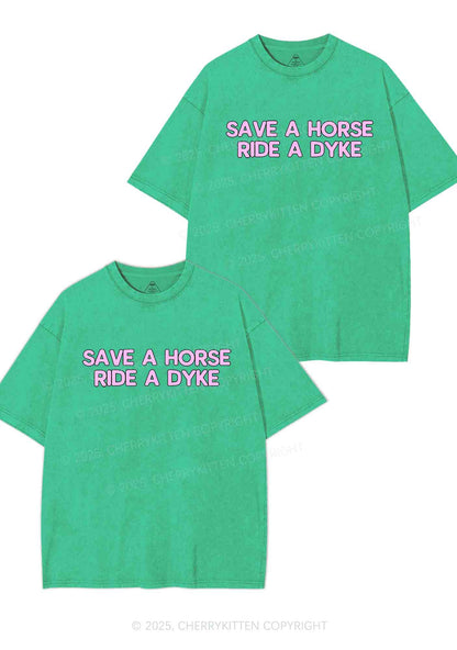 Save Horse Ride Dyke Y2K Valentine's Day Washed Tee Cherrykitten