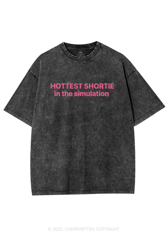 Hottest Shortie In The Simulation Y2K Shirts Washed Tee Cherrykitten