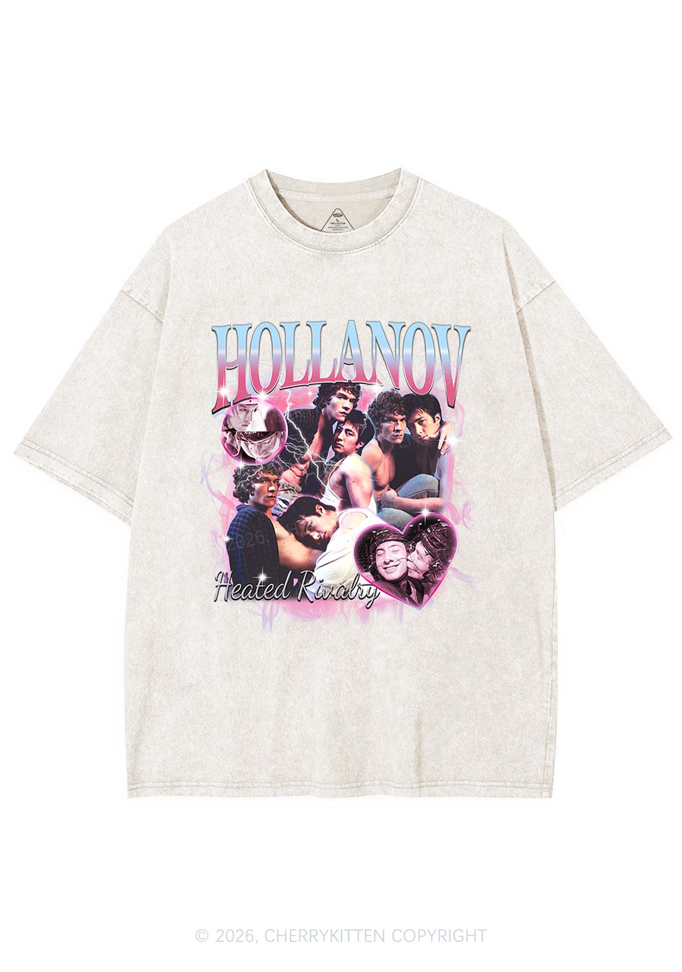 Retro Pink Blue HR Y2K Shirts Washed Tee Cherrykitten