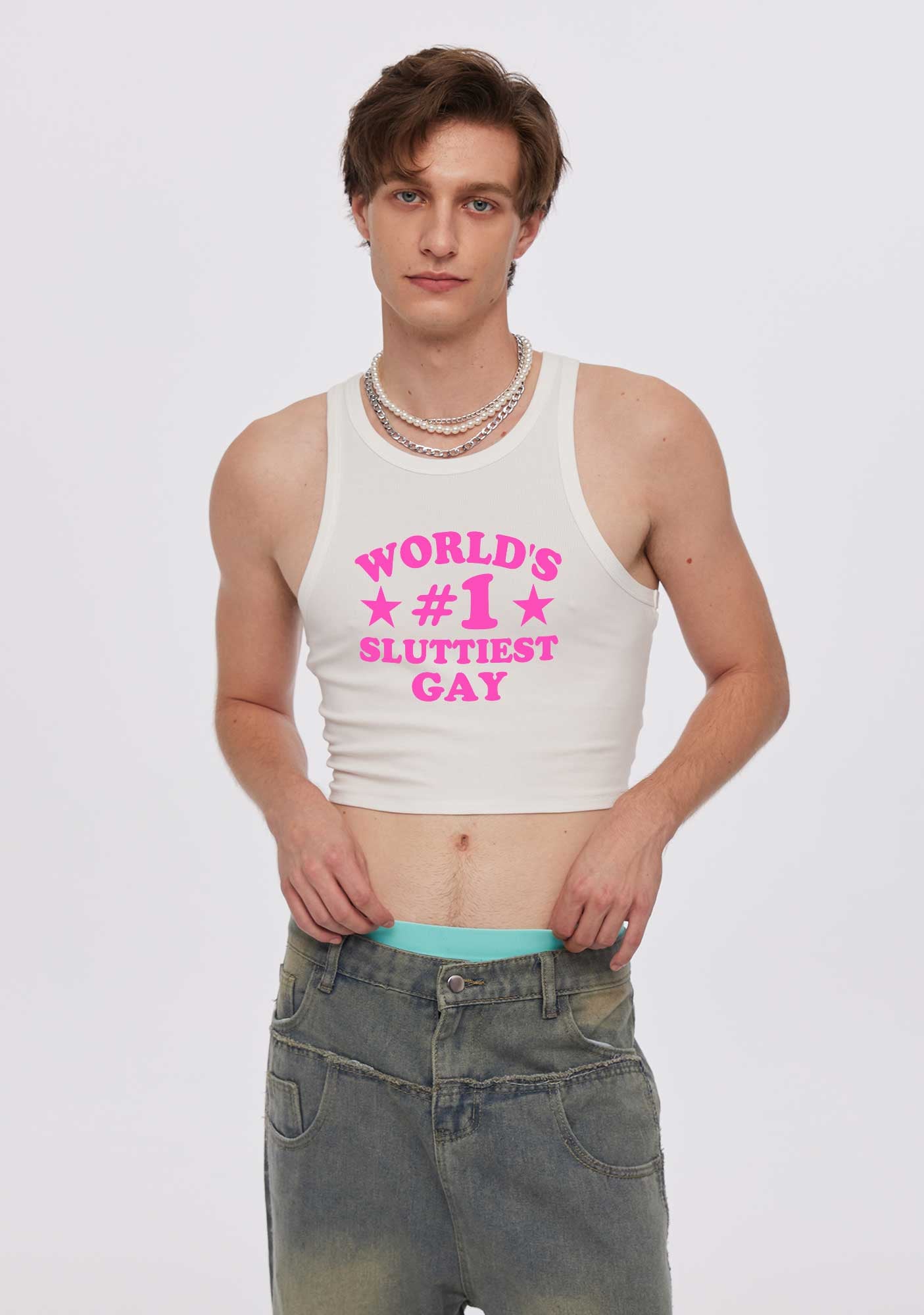 Worlds First Slxttiest Gay Pride Y2K Crop Tank Top Cherrykitten